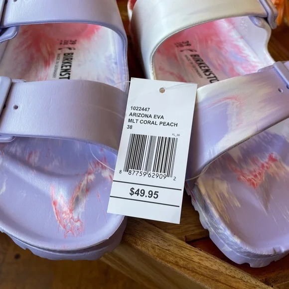 Birkenstock Women's Arizona Essentials EVA Sandals Purple Fog Swirl NWT MSRP $50 - Picture 8 of 11